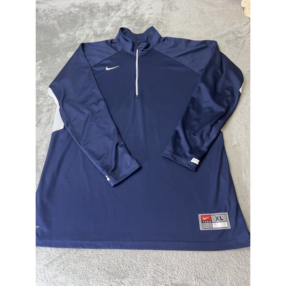 Nike Dri-Fit 1/4 Zip Long Sleeve Active Pullover Men’s XL Navy Logo Athleisure - Picture 1 of 8